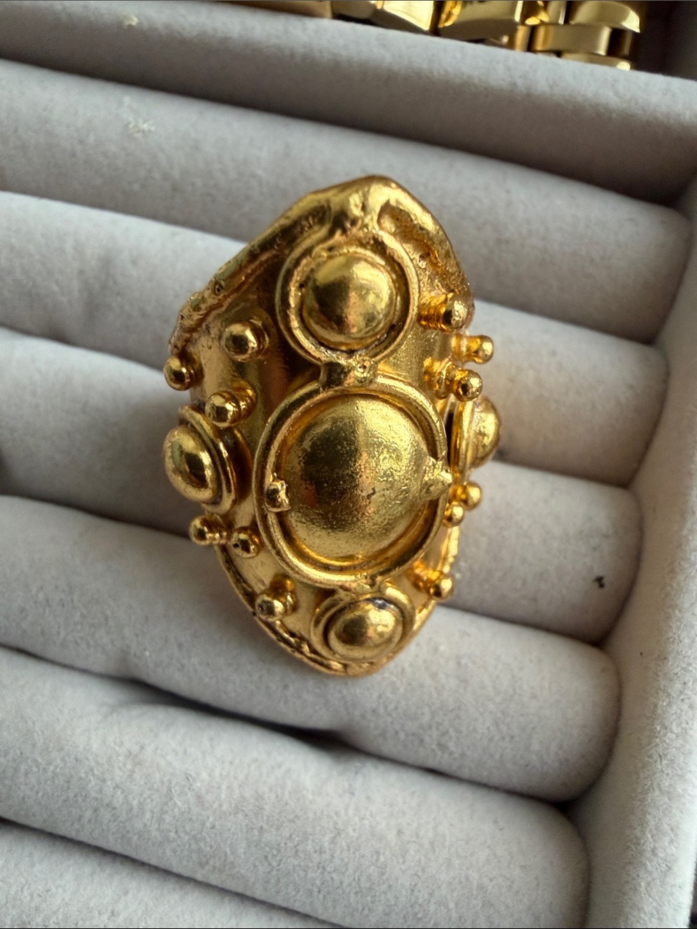 Gold Sculpted Dome Statement Ring - Women’s Fashion Jewelry